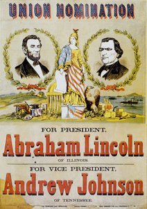 Póster para las elecciones presidenciales estadounidenses: candidato Abraham Lincoln y su vicepresidente Andrew Johnson, 1860